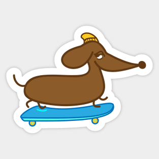 Skater Dachshund Skateboard Sticker